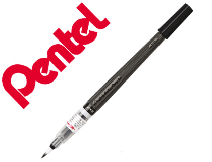 BLISTER PINCEL COM TINTA A BASE DE AGUA PENTEL GFL PRETO PONTA DE NYLON PORTATIL COM TAMPA RECARREGAVEL