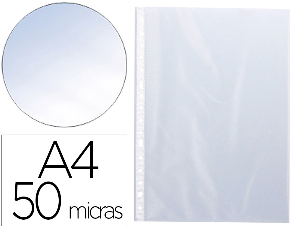 BOLSA CATALOGO/MICA Q-CONNECT DIN A4 50 MICRONS CRISTAL BOLSA DE 100 UNIDADES