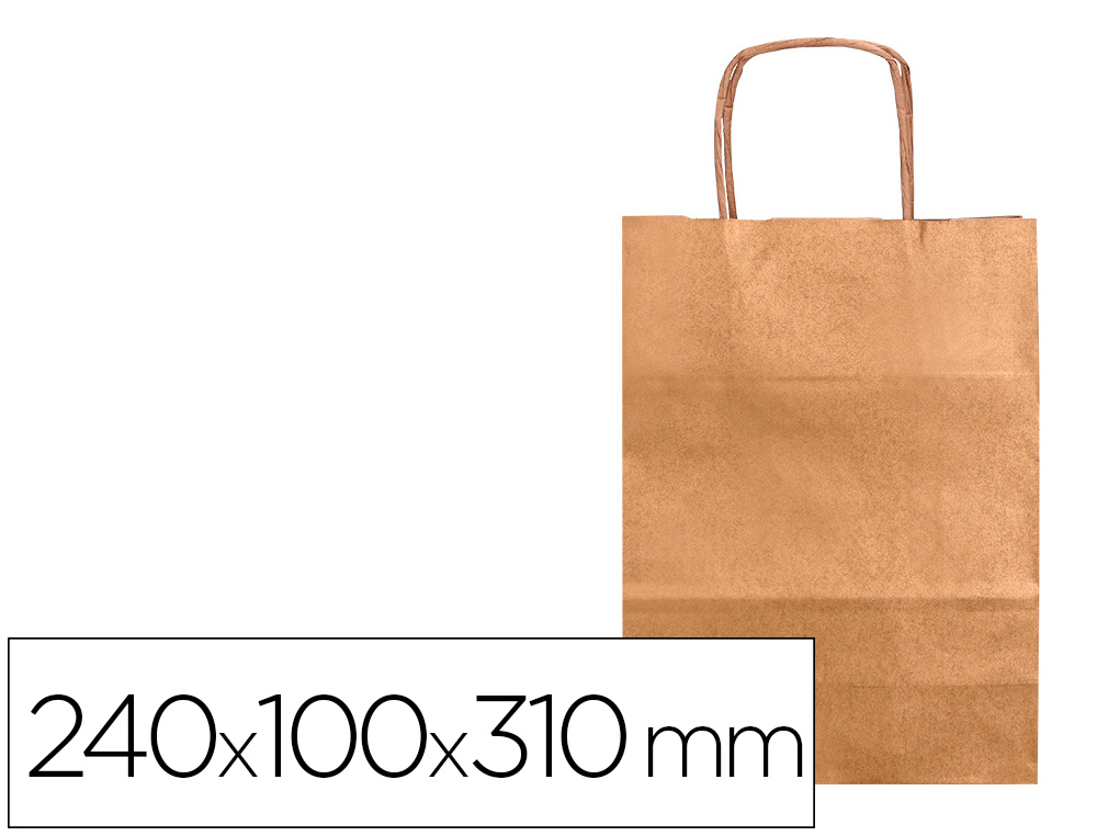 SACO DE PAPEL Q-CONNECT KRAFT NATURAL ASA RETORCIDA 240X100X310 MM