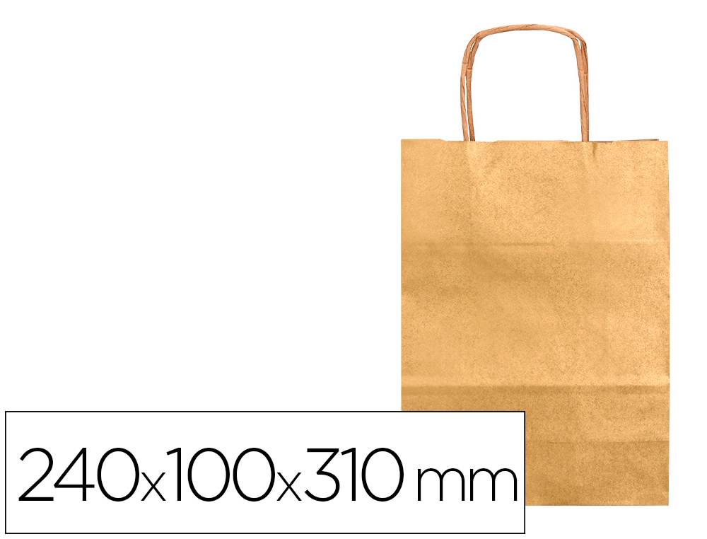 SACO DE PAPEL Q-CONNECT KRAFT OURO ASA RETORCIDA 240X100X310 MM