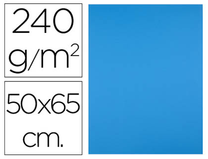 CARTOLINA LIDERPAPEL 50X65 CM 240 GR AZUL TURQUESA PACK DE 25 UNIDADES
