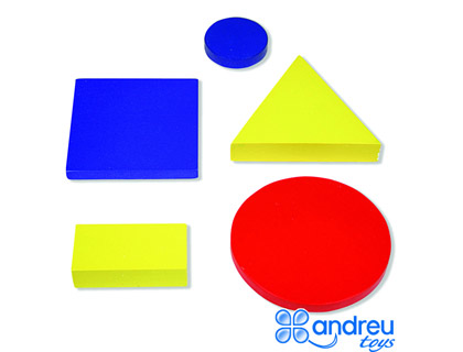 JOGO ANDREUTOYS FIGURAS GEOMETRICAS MADEIRA 48 PECAS 24,5X15X8 CM