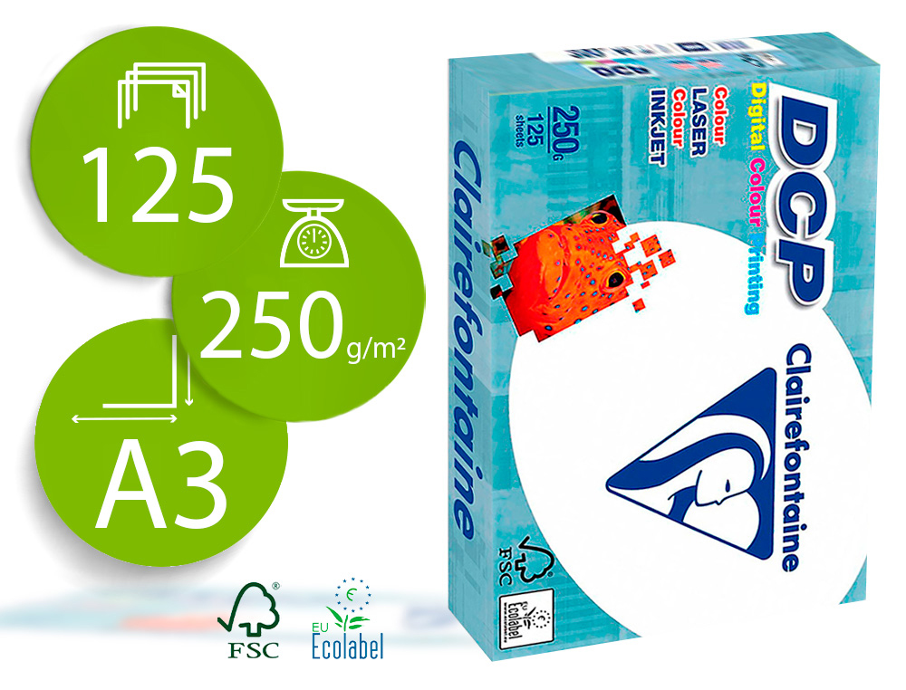 PAPEL FOTOCOPIA CLAIREFONTAINE DIN A3 250 GR EMBALAGEM DE 125 FOLHAS
