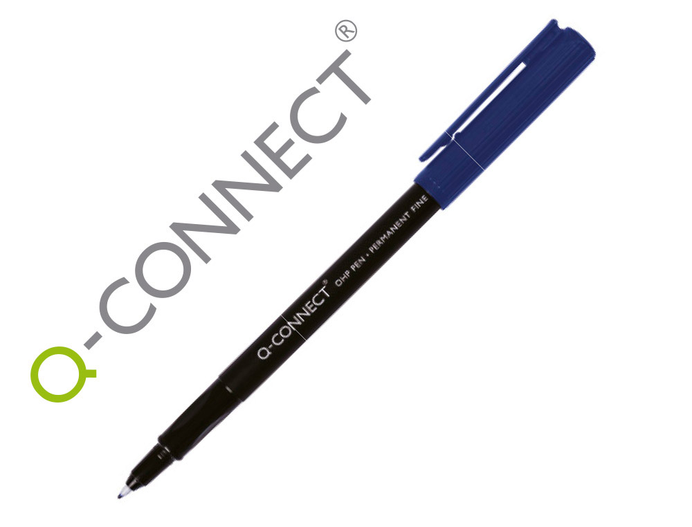 MARCADOR Q-CONNECT RETOPROJECAO PONTA FIBRA SUPER FINA REDONDA 0.5 MM PERMANENTE AZUL